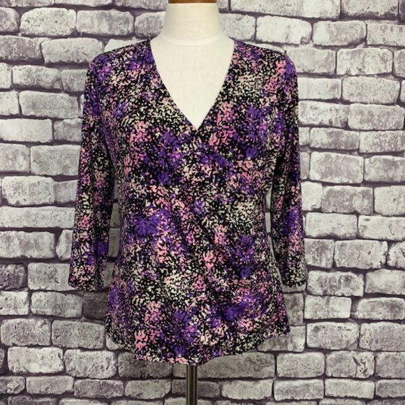 Liz Claiborne Faux Wrap Top Size PL - Picture 1 of 9